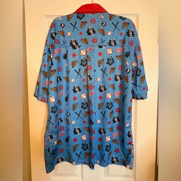Destroyer Rocks MLB Chicago White Sox Pizza Button Up Hawaiian Shirt Size XL - Picture 3 of 3
